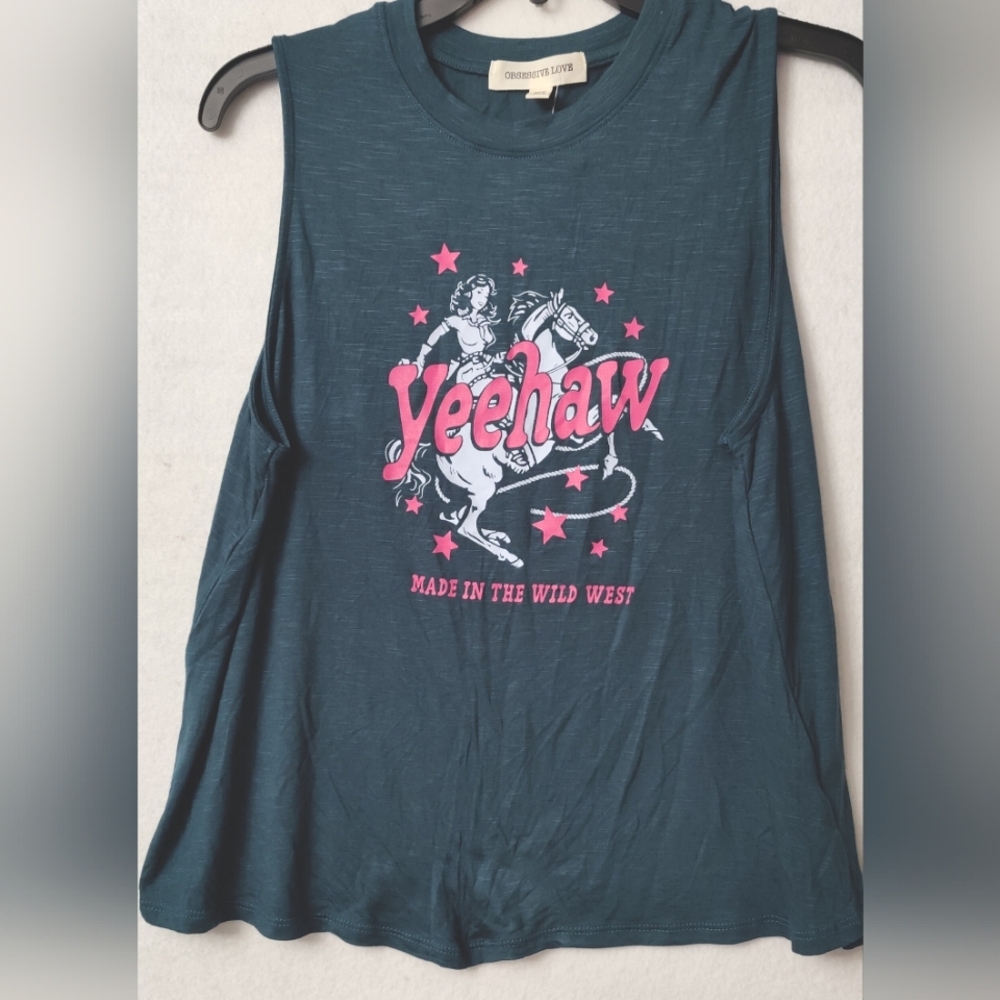 Obsessive Love Yeehaw Top Sleeveless Size XL Color‎ Green